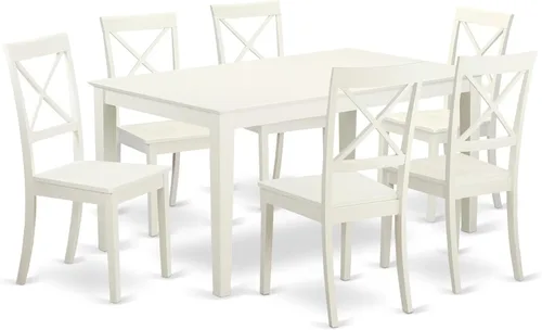 Miniatura 13 de East West Furniture CABO5-LWH-LC - Juego de mesa de comedor moderno de 5 piezas, incluye una mesa rectangular de madera y 4 sillas de comedor