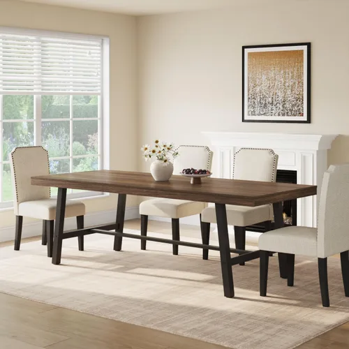 Miniatura 7 de GarveeHome Mesa de comedor industrial para 2-4 personas, mesa de cocina grande de 55.11 pulgadas de largo con marco de metal resistente, encimera