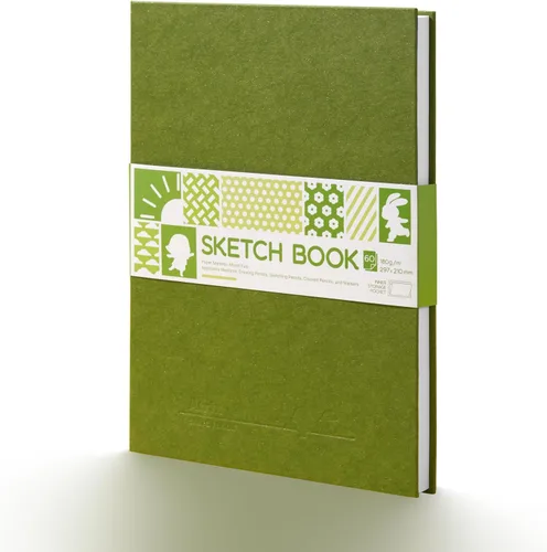 Arrtx Cuaderno de bocetos A4, Libro de bocetos de tapa dura plano (120 páginas) 180GSM/90lb, Cuaderno de bocetos de arte libre de ácidos para