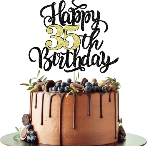 Miniatura 23 de Decoración para tarta de cumpleaños número 100, decoración de pastel de cumpleaños con purpurina negra y dorada, suministros de decoración de 100