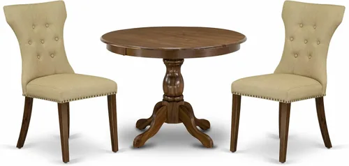 Miniatura 15 de East West Furniture HBGA5-AWA-03 - Juego de mesa de comedor de 5 piezas para 4 personas, incluye una mesa de cocina redonda con pedestal y 4 sillas