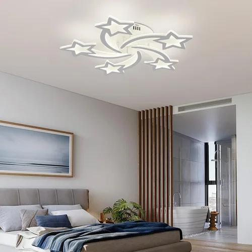 Miniatura 7 de STCH Lámpara de techo LED moderna regulable, lámpara de techo moderna de estrella de 25.6 pulgadas, lámpara de techo LED de montaje empotrado