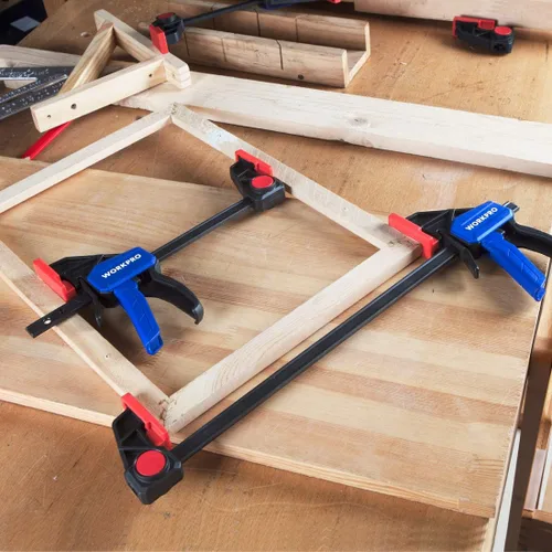 Miniatura 9 de WORKPRO Abrazaderas de barra para carpintería, paquete de 6 abrazaderas/esparcidores con una sola mano, juego de abrazaderas de madera de 6 pulgadas