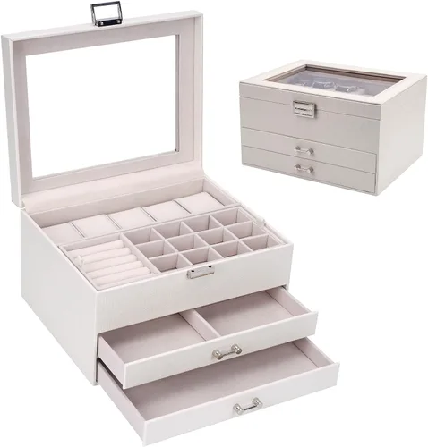 Miniatura 2 de ATAIMEISEN Joyero, caja de reloj, organizador de relojes, caja de almacenamiento de joyas, almacenamiento y organización, reloj de 4 capas