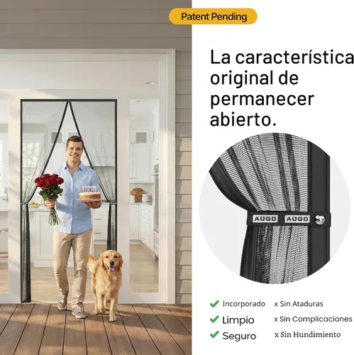 Miniatura 5 de AUGO - Puerta de malla de fibra de vidrio magnética - Autoadhesiva, resistente, partición de malla manos libres que mantiene alejados los insectos