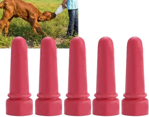 Miniatura 5 de Bebida de leche de ternero, 5 piezas de suministros de alimentación de animales de vaca pequeña pezón de leche de ternero 2.7 in de longitud de goma