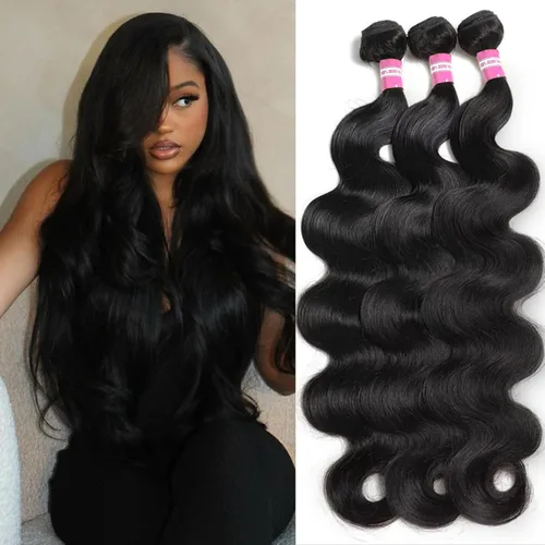 Miniatura 10 de DMKEEP Extensiones de cabello humano ondulado con cierre, 12, 14, 16+10 pulgadas, 100% cabello virgen brasileño sin procesar, 3 paquetes con cierre