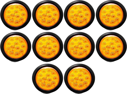 Miniatura 5 de All Star Truck Parts ] Kit de luces redondas de 12 luces LED blancas de 4 pulgadas de parada/giro/cola/marcha atrás/marcha atrás/marcha atrás, Blanco