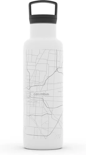 Miniatura 110 de Well Told Botella de agua aislada con mapa de Washington DC grabado, botella de acero inoxidable grabada (21 onzas, blanco) botella aislada de mapa