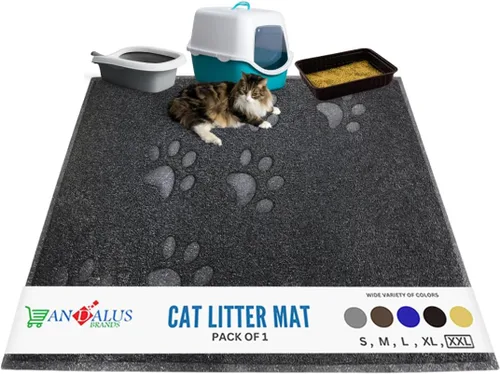 Miniatura 9 de Andalus Tapete Pequeño para Arena de Gatos, Paquete de 1 - Impermeable, Antideslizante y Fácil de Limpiar, Tapete para Caja de Arena de Gatos