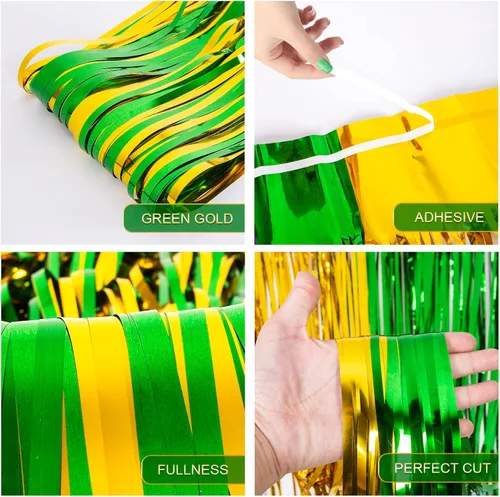 Miniatura 3 de LOLStar Cortinas de flecos de papel de aluminio para el Día de San Patricio, decoraciones de fiesta del día de San Patricio, 2 paquetes de 3.3 x 6.6
