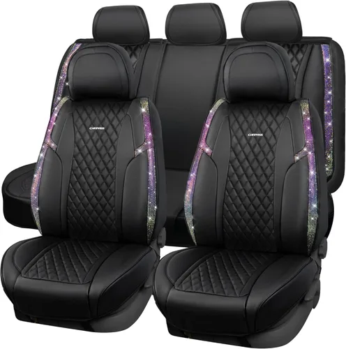 Miniatura 13 de Car Pass Funda de asiento, cuero napa rosa, asientos delanteros, impermeable, resistente, antideslizante, universal para el 95% de automóviles, SUV