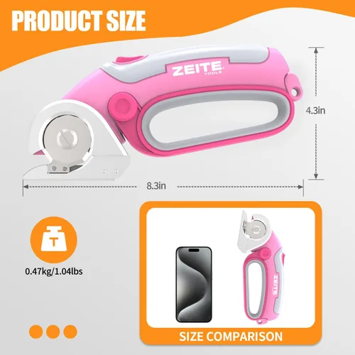 Miniatura 3 de ZEITE Tijeras eléctricas inalámbricas de 4 V con 2 cuchillas, 1 estuche de almacenamiento, 1 cable de carga USB, cortador giratorio para caja
