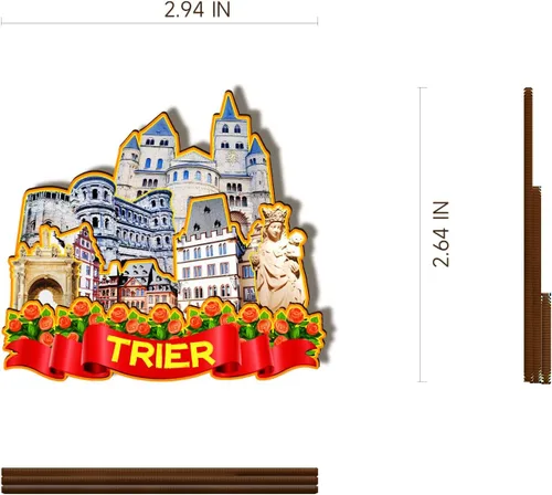 Miniatura 3 de Alemania Trier - Imán de madera 3D para nevera, recuerdos coleccionables, decoración hecha a mano, artesanías 2