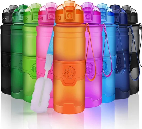 Miniatura 14 de Botella de agua deportiva Zorri, 400/500/700ml/1L, sin BPA, a prueba de fugas, ligera, botellas Tritan para exteriores, camping, ciclismo, fitness
