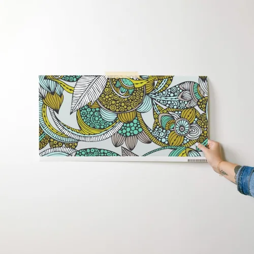 Miniatura 7 de Muestras de papel tapiz para despegar y pegar, mostaza, menta, flores, garabatos, líneas, puntos, círculos, estilo vintage, bohemio, papel tapiz