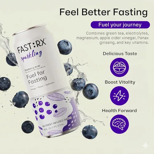 Miniatura 7 de FAST:RX Bebida de hidratación para ayunas, bebida electrolítica sin azúcar y cero calorías con vitaminas y minerales, Keto y ayuno intermitente