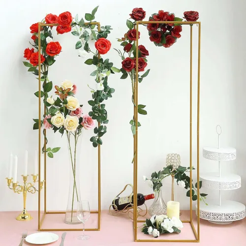 Miniatura 29 de Efavormart - Paquete de 2 soportes de metal para flores de boda de 12 pulgadas, soporte geométrico para centro de mesa Dorado