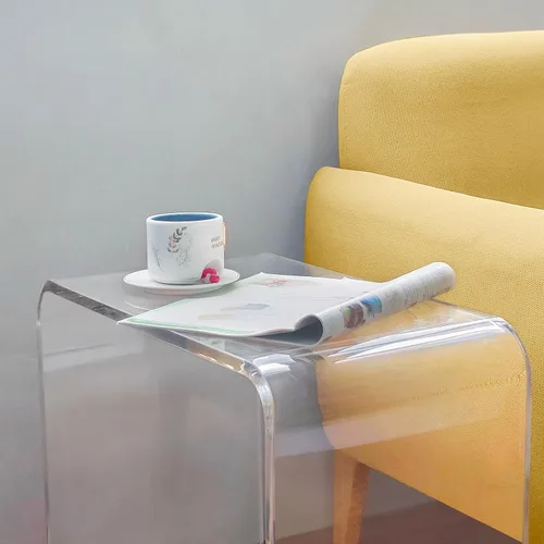 Miniatura 4 de Mesa auxiliar acrílica, mesa auxiliar de acrílico, mesa de centro transparente/mesita de noche para sala de estar, balcón, dormitorio, espacio