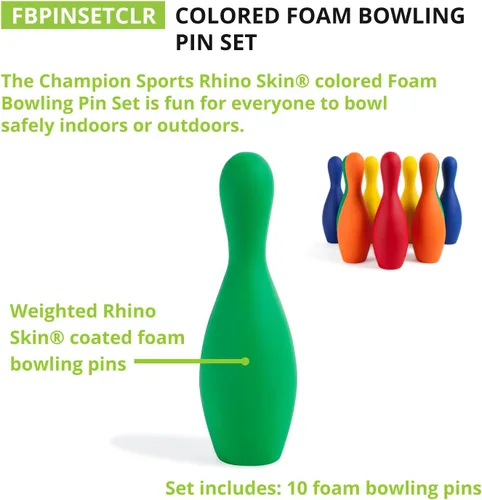 Miniatura 2 de Champion Sports - Juego de bolos de espuma ponderada, solo pasadores