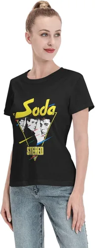 Miniatura 4 de Soda - Camisetas estéreo para mujer, ajuste holgado, casual, de algodón, cómodas, cuello redondo, manga corta, ropa