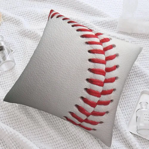 Miniatura 5 de Funda de almohada cuadrada y acogedora de béisbol, moderna, neutra, decoración del hogar, para sala de estar, sofá, automóvil, 18 x 18 pulgadas