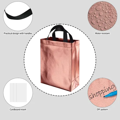 Miniatura 6 de BLEWINDZ 100 bolsas de regalo reutilizables medianas con asas - Ideales para obsequios de fiestas y bolsas de compras (10 colores)