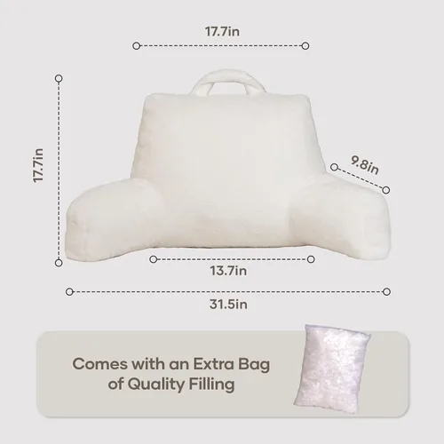 Miniatura 2 de NOONTIDE - Almohada de lectura para adultos sentados en la cama: almohada grande para la espalda con rollo de cuello desmontable y cojín individual