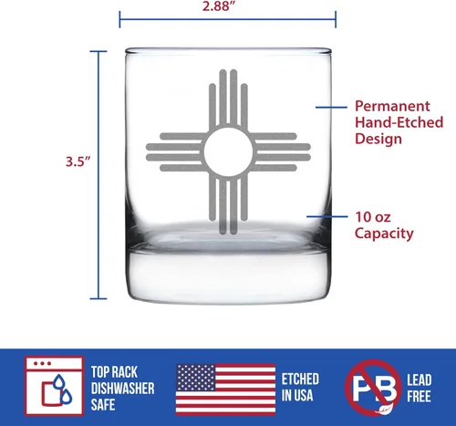 Miniatura 4 de Bandera de Nuevo México personalizada – Vidrio de rocas de whisky personalizado – Decoración de beber con temática estatal y regalos para nuevos