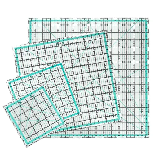 MANUFORE 4 reglas cuadradas de acolchado (12.6 in/9.4 in/6.3 in/4.7 in) regla acrílica de costura regla métrica antideslizante, herramientas de