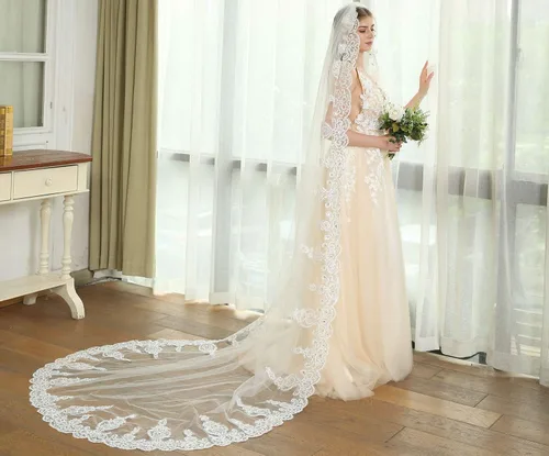 Miniatura 3 de Newdeve 3M 1T velos de novia blanco marfil con peine sin cristal