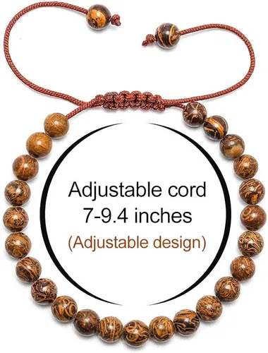Miniatura 3 de M MOOHAM - Pulsera de roca de lava, pulsera de ojo de tigre de piedra de 0.315pulgadas, de yoga ajustables para aliviar el estrés, aromaterapia