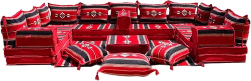 Miniatura 23 de Sofá de piso modular hecho a mano arabicsofa – Asiento oriental Majlis con cojines de respaldo