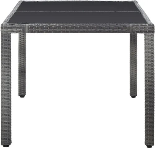 Miniatura 4 de Ensemble de salle à manger extérieur 7 pièces en rotin polyéthylène gris avec table en verre trempé et coussins, pour jardin, terrasse ou patio