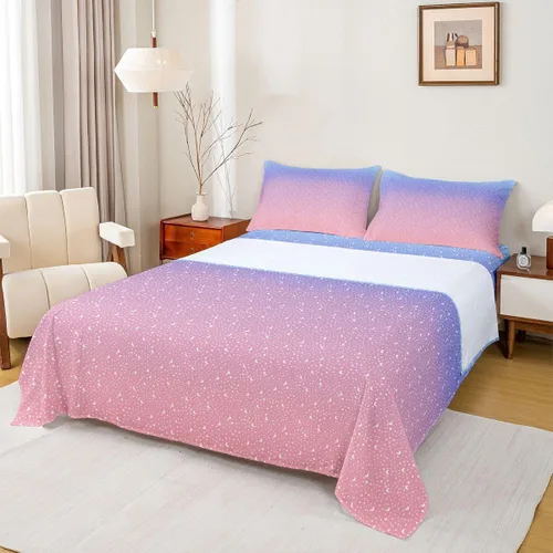 Miniatura 29 de Juego de sábana bajera ajustable de teñido anudado para niñas, juego de ropa de cama con diseño de arco iris degradado de arcoíris, lindo juego
