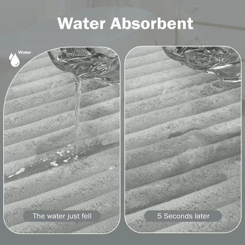 Miniatura 4 de Uphome Alfombras de baño de lujo a rayas de 47 x 20 pulgadas, alfombras de baño de microfibra extra suave y absorbente, respaldo de goma, secado