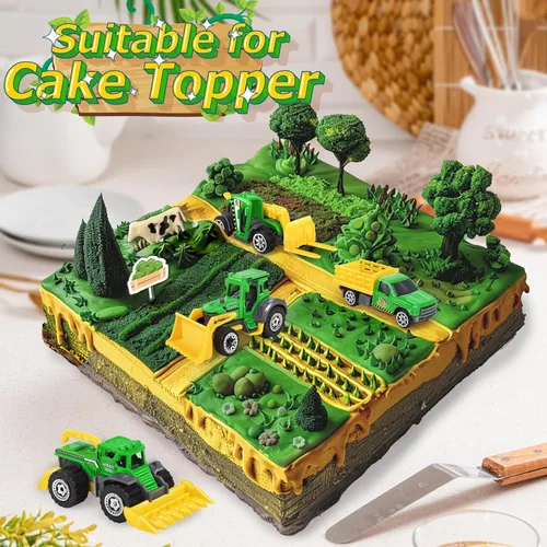 Miniatura 5 de Oriate Juego de 6 juguetes de coche de granja de fundición a presión para niños, cosechadora, transportador, camión, rociador, juguetes de granja