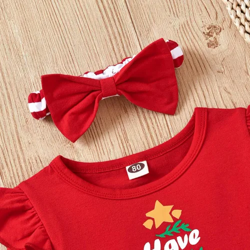 Miniatura 4 de Conjunto de ropa de Navidad con estampado de Papá Noel para niñas pequeñas, conjunto de ropa de Navidad de 3 piezas