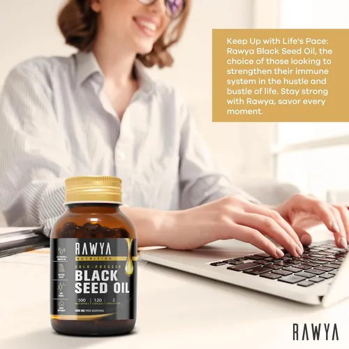 Miniatura 4 de RAWYA Cápsulas de cápsulas blandas de aceite de semilla negra, Halal, Premium prensado en frío, Nigella Sativa, sin OMG, 500 mg por cápsula - 120