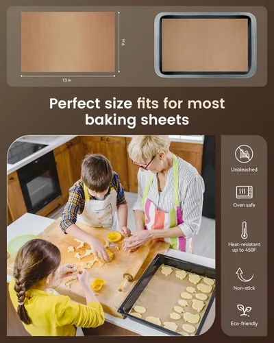 Miniatura 3 de Hojas de papel pergamino, 9 x 13 pulgadas, pergamino precortado antiadherente para hornear, asar a la parrilla, freidora de aire, cocinar al vapor