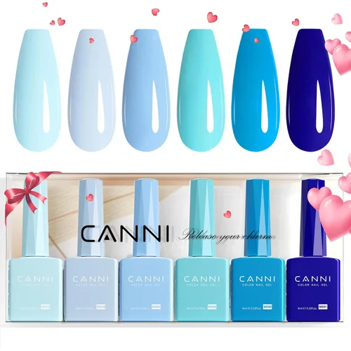 Miniatura 15 de CANNI Juego de esmaltes de uñas de gel marrón sin hema, 6 colores de 0.3 onzas líquidas, kit de esmalte de gel de color marrón claro, azul nude, kit