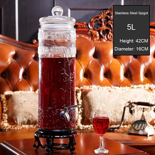 Dispensador de cerveza, dispensador de bebidas de vidrio de barril de cerveza con grifo sin fugas y tapa de vidrio, gabinetes de vino de 5L/7.5L/10L
