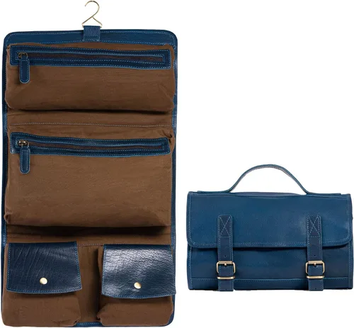 Miniatura 4 de KomalC Neceser Colgante de Cuero de Búfalo Premium para Viaje Kit Dopp