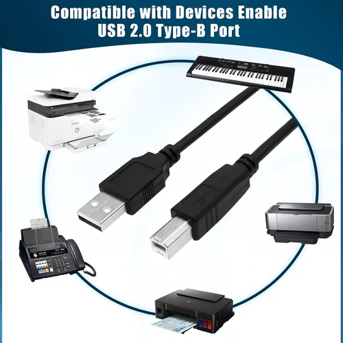 Miniatura 2 de Cable de repuesto USB A macho a B macho de 10 pies Cable de transferencia de datos Cable de host para Silhouette Cameo Herramienta de corte