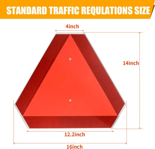 Miniatura 6 de Señal de seguridad del vehículo de movimiento lento, señal triangular de vehículo de movimiento lento, aluminio de 14 x 16 pulgadas, reflectante