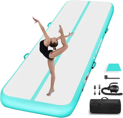 Colchoneta inflable para gimnasia con bomba de aire eléctrica, pista de gimnasia para uso doméstico, entrenamiento, animadoras, niños, gimnasio, yoga