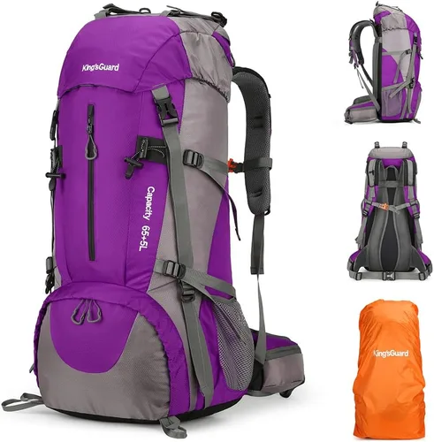 Miniatura 10 de King'sGuard Mochila de senderismo de 70L con cubierta de lluvia, mochila de viaje impermeable ligera para acampar, mochila grande Azul (deepblue)