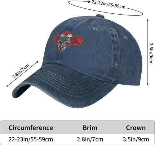 Miniatura 8 de Cowboy Hat Trendy Hats for Man and Women Djustable Four Season Outdoor Baseball Cap of Hell Skull with Angel Navy Blue