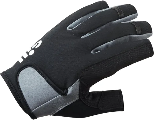 Miniatura 3 de Gill Deckhand - Guantes de vela de dedo corto con dedos de 3/4 de longitud, protección solar UV 50+ y repelente al agua Negro/BlueJay