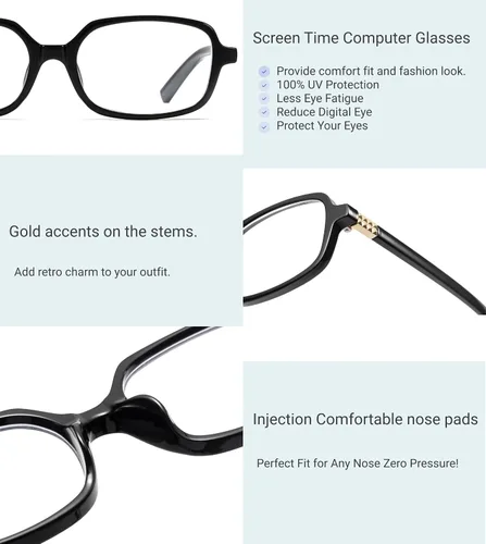 Miniatura 5 de Lentes retro rectangulares con bloqueo de luz azul para mujer, anteojos falsos de los años 90, anteojos de computadora Y2K de moda con marco